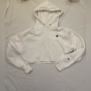 Cropped White Champion Hoodie